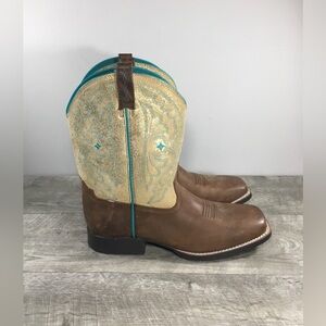 Womens Ariat 10025179 QuickDraw Gold Leather Western Cowboy Pull On Boots Size 6